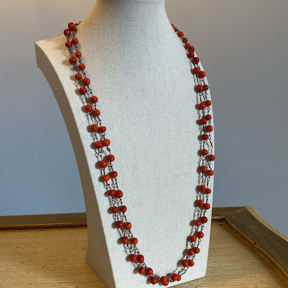 Red Coral or Venetian Glass Antique Necklace
